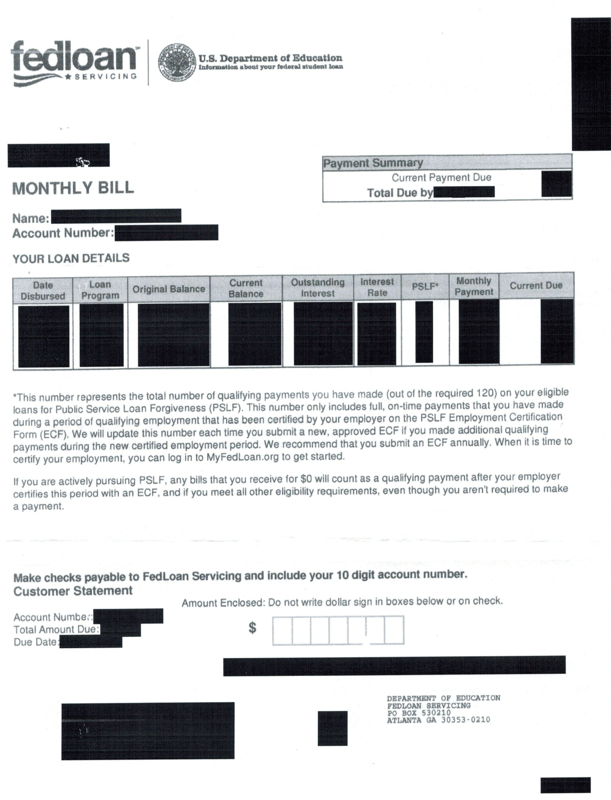 pslf tracking bill scan